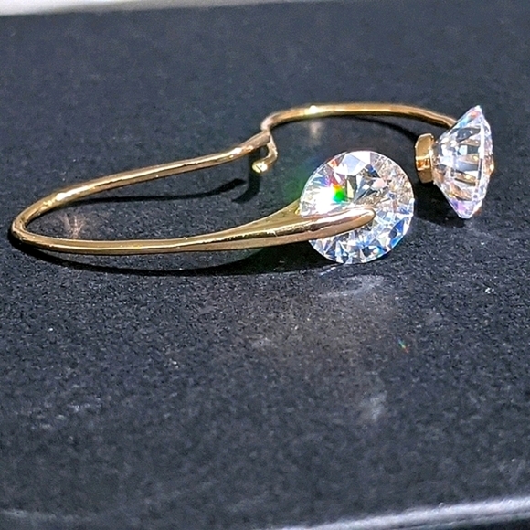 4 CTW Swarovski® Crystals 14k Gold Overlay Drop Earrings - Picture 4 of 4